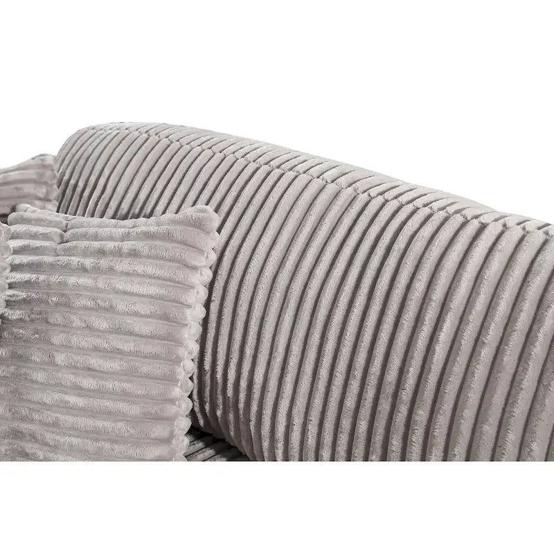 Canapé d'angle convertible en velours côtelé 93,25 avec assise profonde et 6 coussins - Canapé d'angle convertible moderne-3