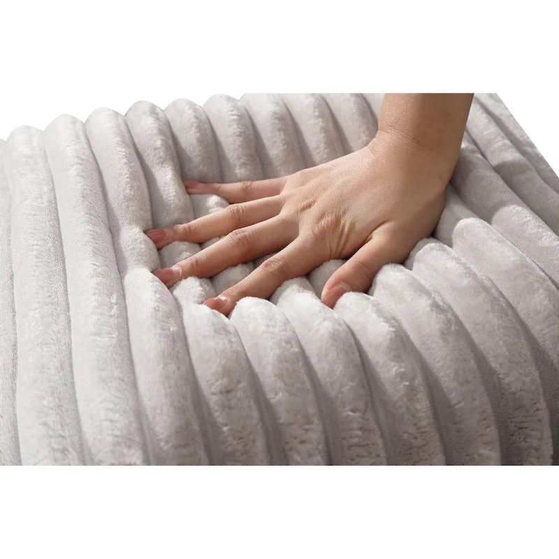 Canapé d'angle convertible en velours côtelé 93,25 avec assise profonde et 6 coussins - Canapé d'angle convertible moderne-4