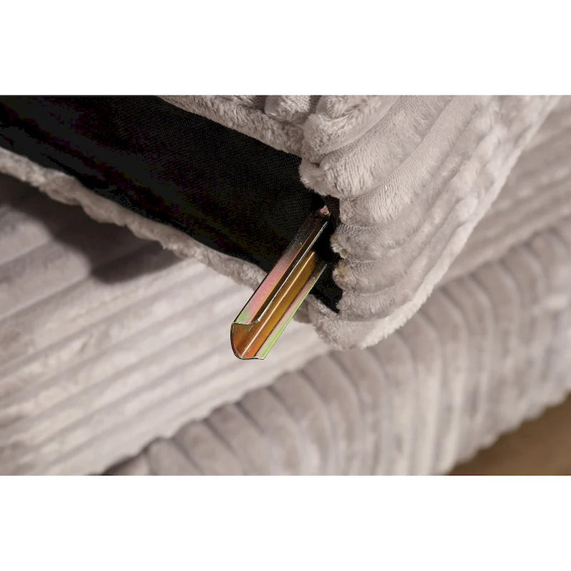 Canapé d'angle convertible en velours côtelé 93,25 avec assise profonde et 6 coussins - Canapé d'angle convertible moderne-5