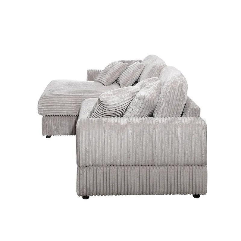 Canapé d'angle convertible en velours côtelé 93,25 avec assise profonde et 6 coussins - Canapé d'angle convertible moderne-11