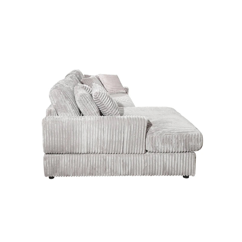 Canapé d'angle convertible en velours côtelé 93,25 avec assise profonde et 6 coussins - Canapé d'angle convertible moderne-12