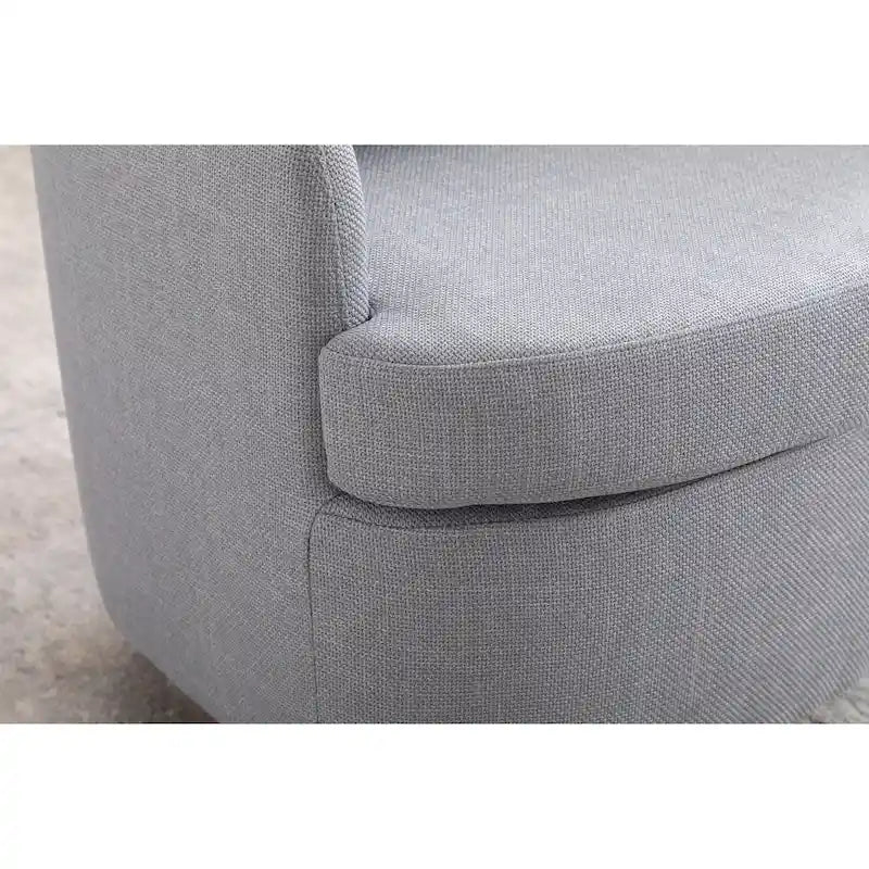 Fauteuil pivotant moderne bleu clair 30,3 cm, capitonné, avec base ronde en bois massif marron-4