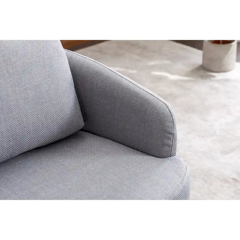 Fauteuil pivotant moderne bleu clair 30,3 cm, capitonné, avec base ronde en bois massif marron-5