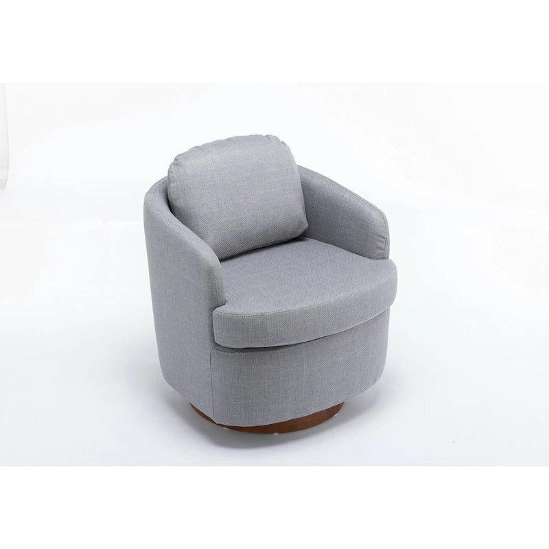 Fauteuil pivotant moderne bleu clair 30,3 cm, capitonné, avec base ronde en bois massif marron-7