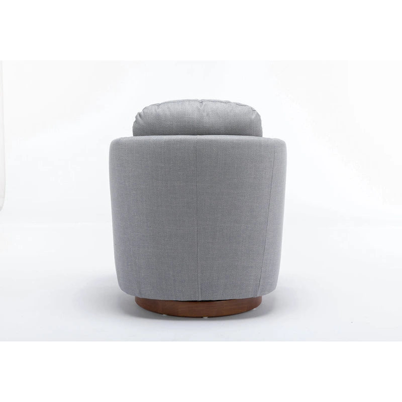 Fauteuil pivotant moderne bleu clair 30,3 cm, capitonné, avec base ronde en bois massif marron-9