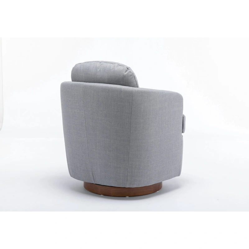 Fauteuil pivotant moderne bleu clair 30,3 cm, capitonné, avec base ronde en bois massif marron-13
