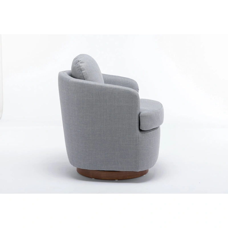 Fauteuil pivotant moderne bleu clair 30,3 cm, capitonné, avec base ronde en bois massif marron-15