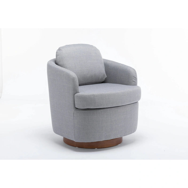 Fauteuil pivotant moderne bleu clair 30,3 cm, capitonné, avec base ronde en bois massif marron-16