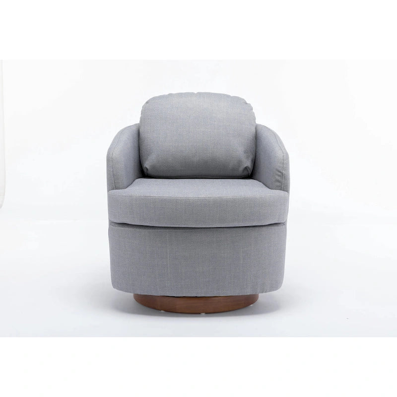 Fauteuil pivotant moderne bleu clair 30,3 cm, capitonné, avec base ronde en bois massif marron-17