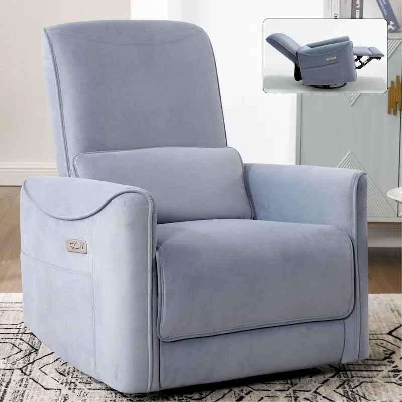Fauteuil inclinable électrique ergonomique marron avec fonction pivotante, bascule et ports USB-37