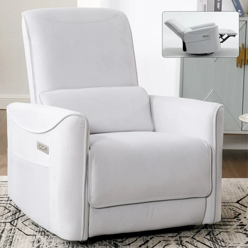 Fauteuil inclinable électrique ergonomique marron avec fonction pivotante, bascule et ports USB-38