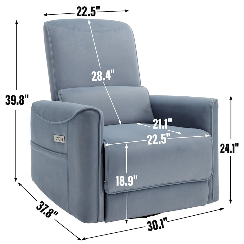 Fauteuil inclinable électrique ergonomique marron avec fonction pivotante, bascule et ports USB-18
