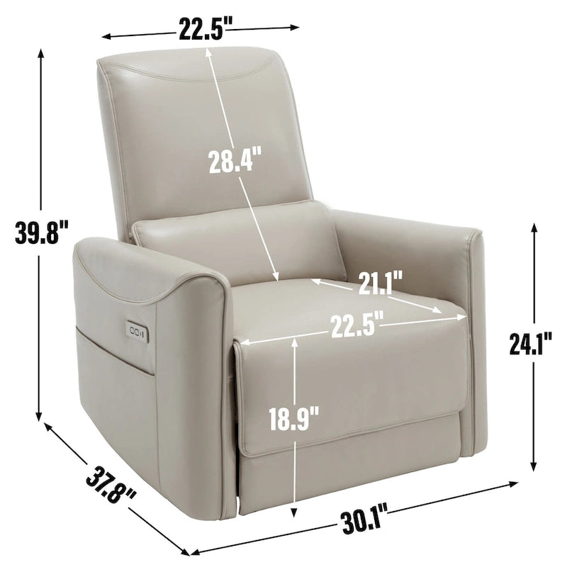 Fauteuil inclinable électrique ergonomique marron avec fonction pivotante, bascule et ports USB-33