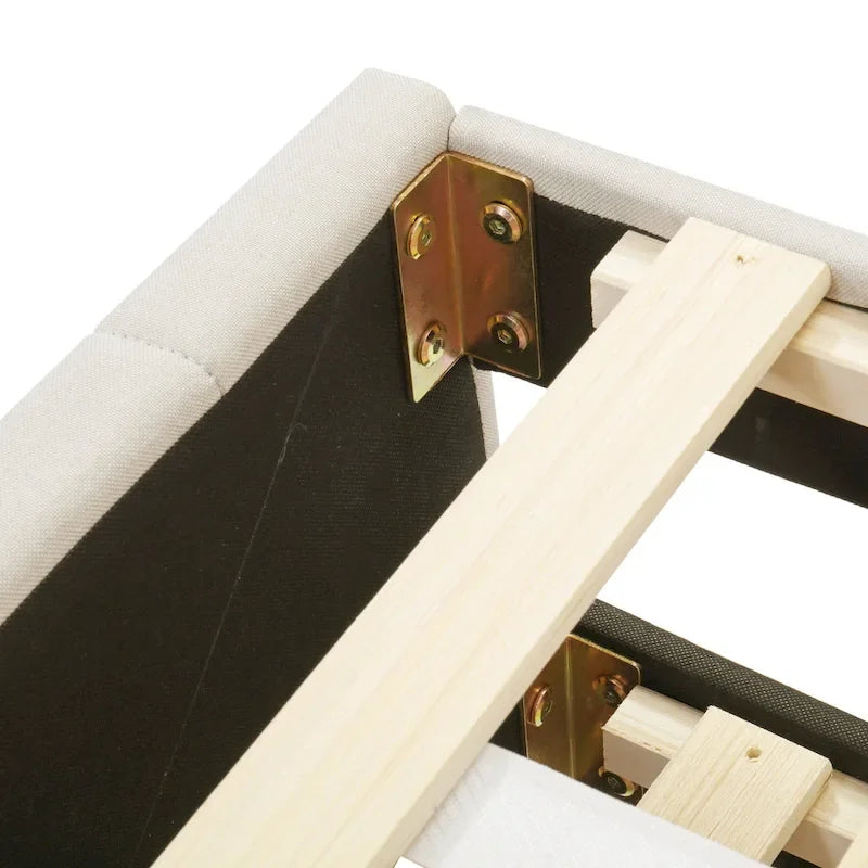 Cadre de lit plateforme en lin, taille simple, avec lit gigogne et 3 tiroirs-13