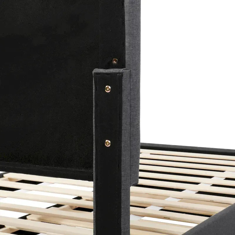 Cadre de lit plateforme en lin, taille simple, avec lit gigogne et 3 tiroirs-22