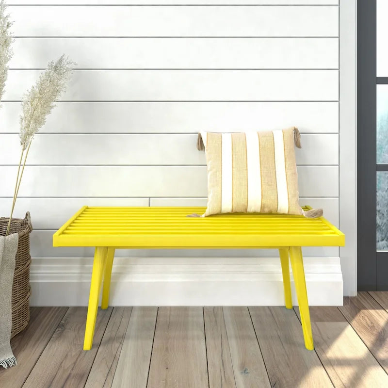 Banc d'entrée simple en bois de style Mid-Century, Plank and Beam - 41,3 cm L x 16,5 cm l x 17,5 cm H-41