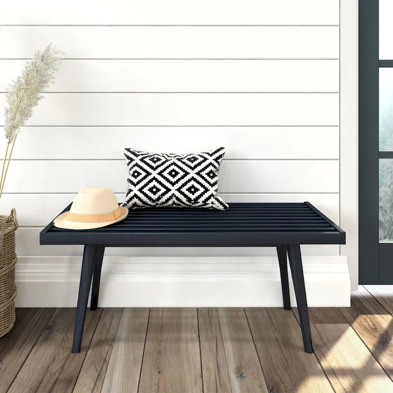 Banc d'entrée simple en bois de style Mid-Century, Plank and Beam - 41,3 cm L x 16,5 cm l x 17,5 cm H-42