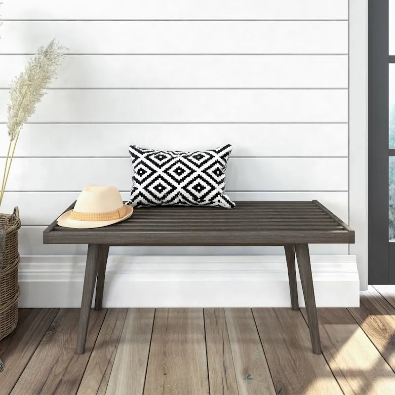 Banc d'entrée simple en bois de style Mid-Century, Plank and Beam - 41,3 cm L x 16,5 cm l x 17,5 cm H-43