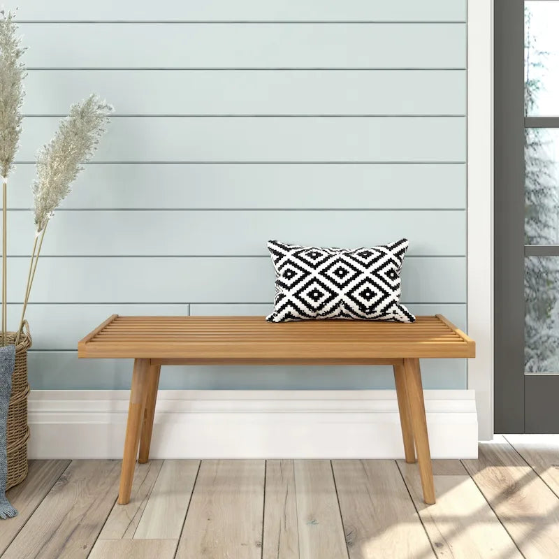 Banc d'entrée simple en bois de style Mid-Century, Plank and Beam - 41,3 cm L x 16,5 cm l x 17,5 cm H-44