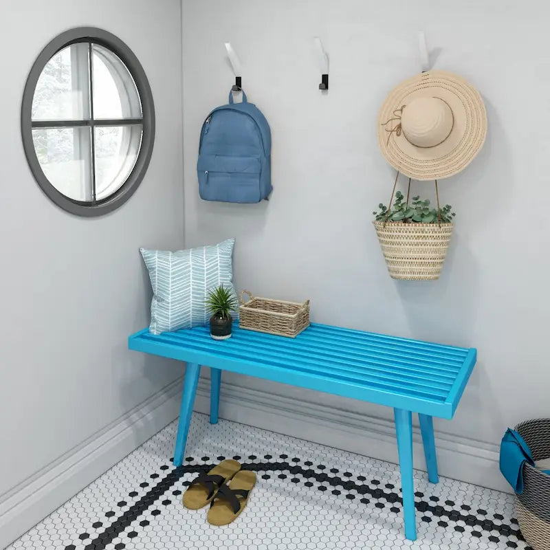 Banc d'entrée simple en bois de style Mid-Century, Plank and Beam - 41,3 cm L x 16,5 cm l x 17,5 cm H-5