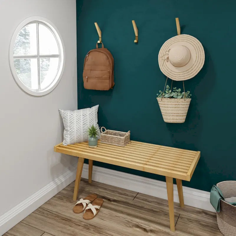 Banc d'entrée simple en bois de style Mid-Century, Plank and Beam - 41,3 cm L x 16,5 cm l x 17,5 cm H-27