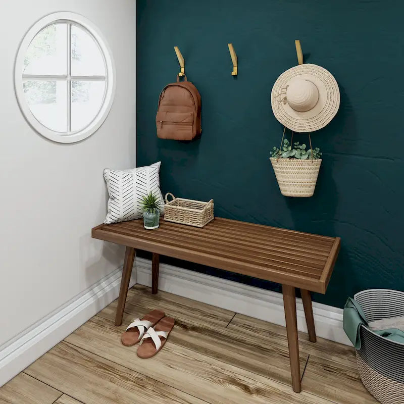 Banc d'entrée simple en bois de style Mid-Century, Plank and Beam - 41,3 cm L x 16,5 cm l x 17,5 cm H-34
