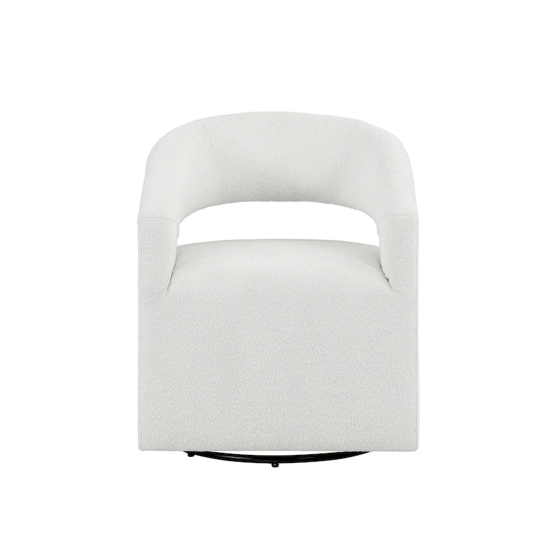 Fauteuil pivotant Celeste Modern Boucle Round Barrel, dossier ouvert et accoudoirs incurvés, par Furniture of America-13