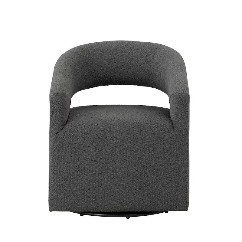 Fauteuil pivotant Celeste Modern Boucle Round Barrel, dossier ouvert et accoudoirs incurvés, par Furniture of America-14