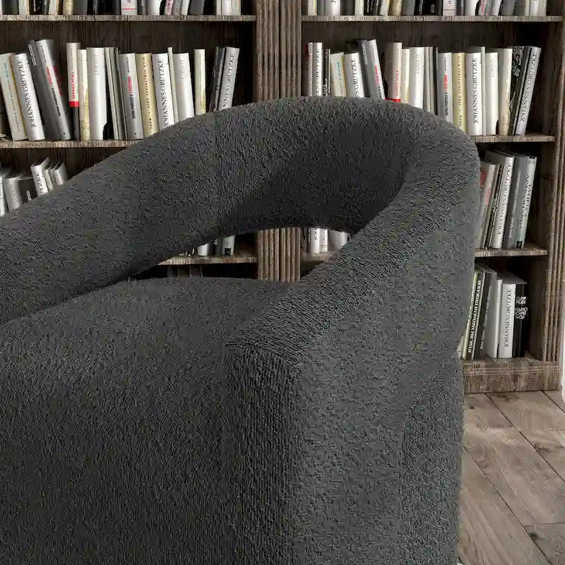 Fauteuil pivotant Celeste Modern Boucle Round Barrel, dossier ouvert et accoudoirs incurvés, par Furniture of America-5