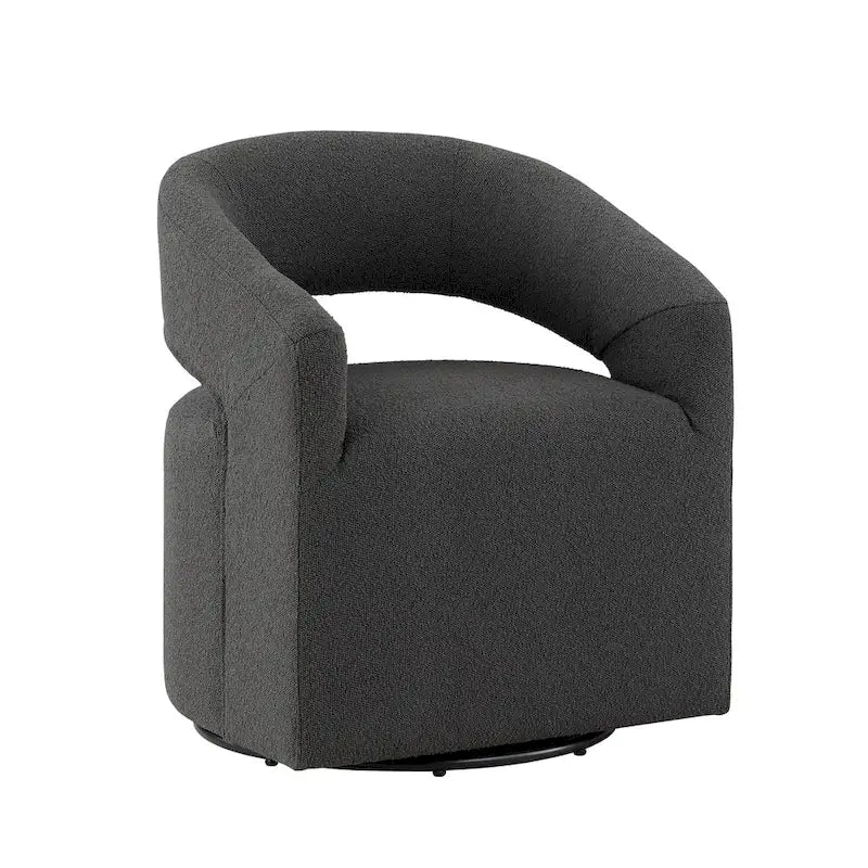 Fauteuil pivotant Celeste Modern Boucle Round Barrel, dossier ouvert et accoudoirs incurvés, par Furniture of America-7
