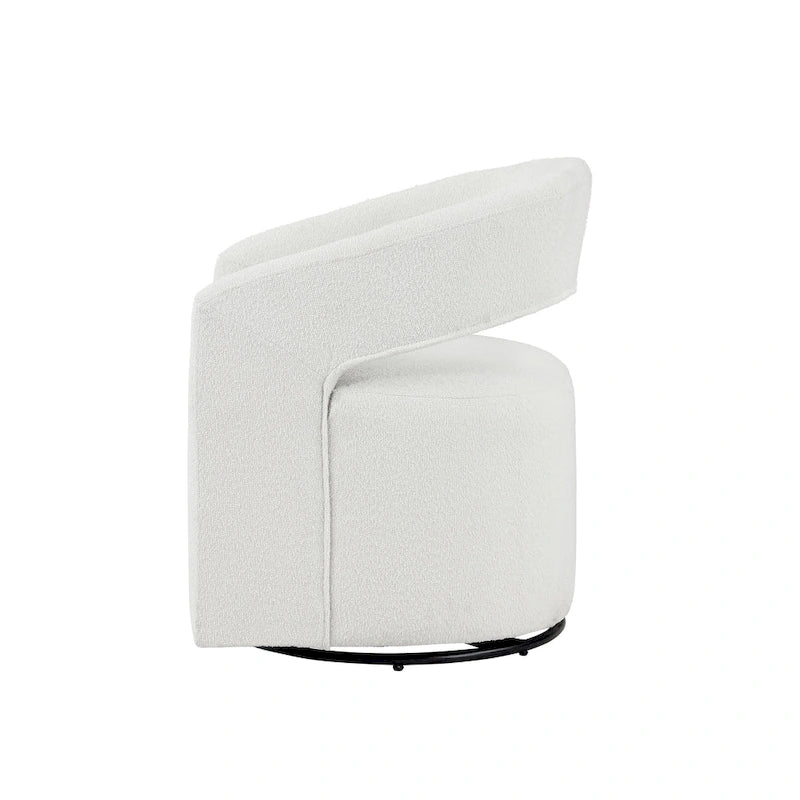 Fauteuil pivotant Celeste Modern Boucle Round Barrel, dossier ouvert et accoudoirs incurvés, par Furniture of America-9