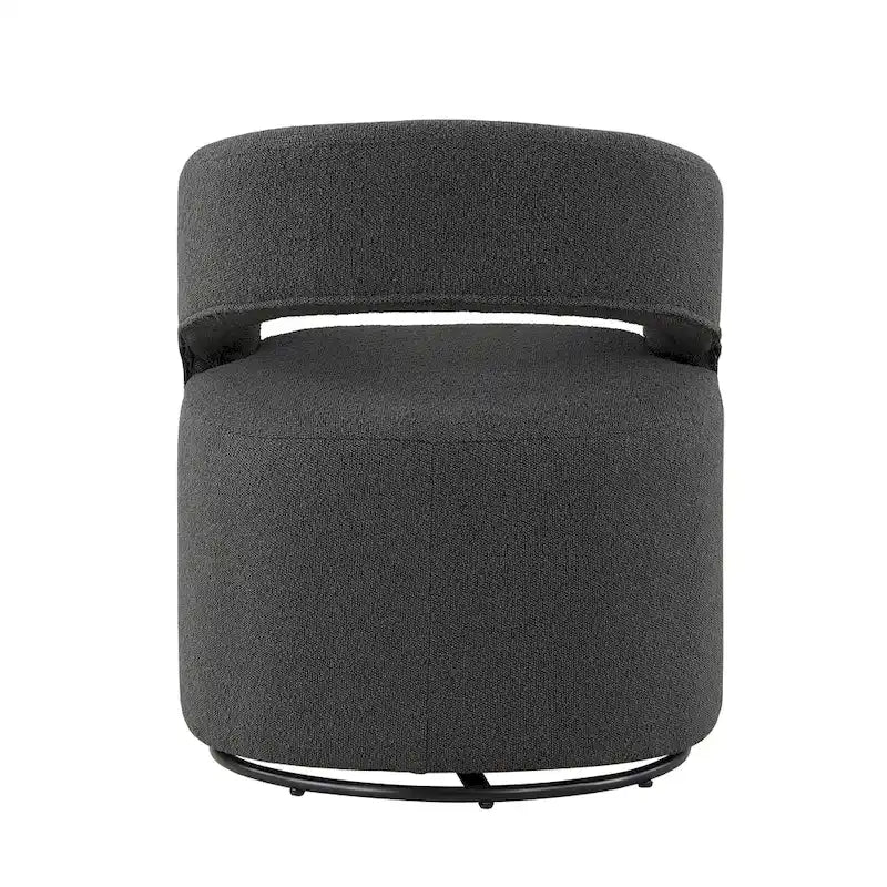 Fauteuil pivotant Celeste Modern Boucle Round Barrel, dossier ouvert et accoudoirs incurvés, par Furniture of America-11