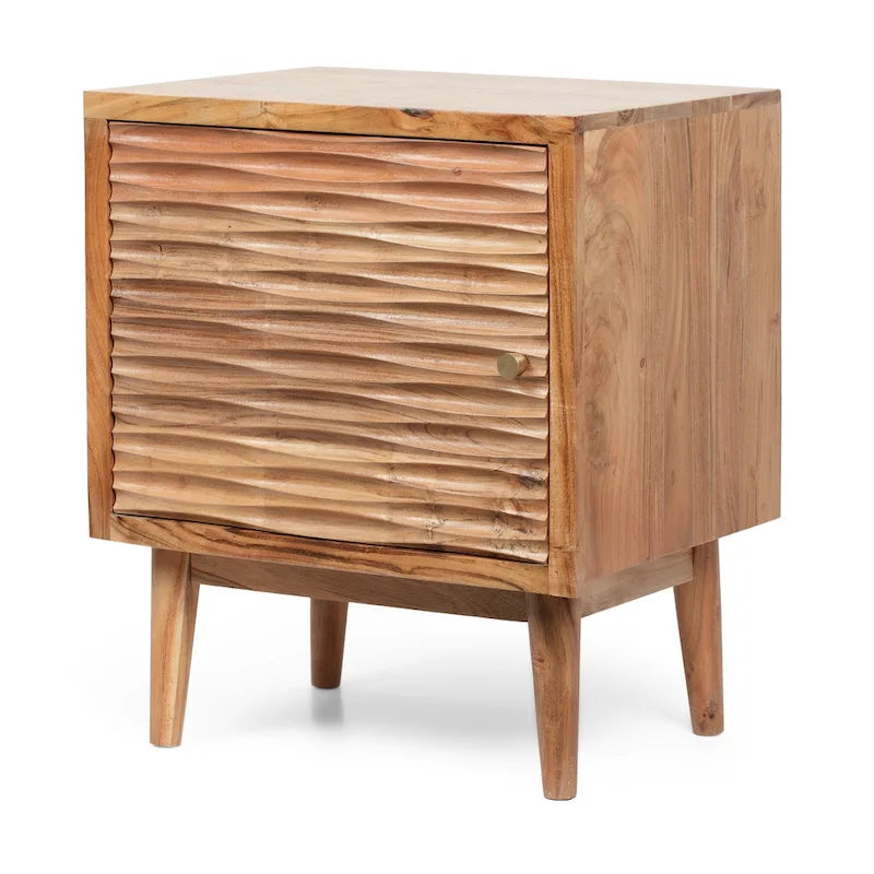 Table de chevet bohème en bois d'acacia Eakins, fabriquée à la main par Christopher Knight Home-4