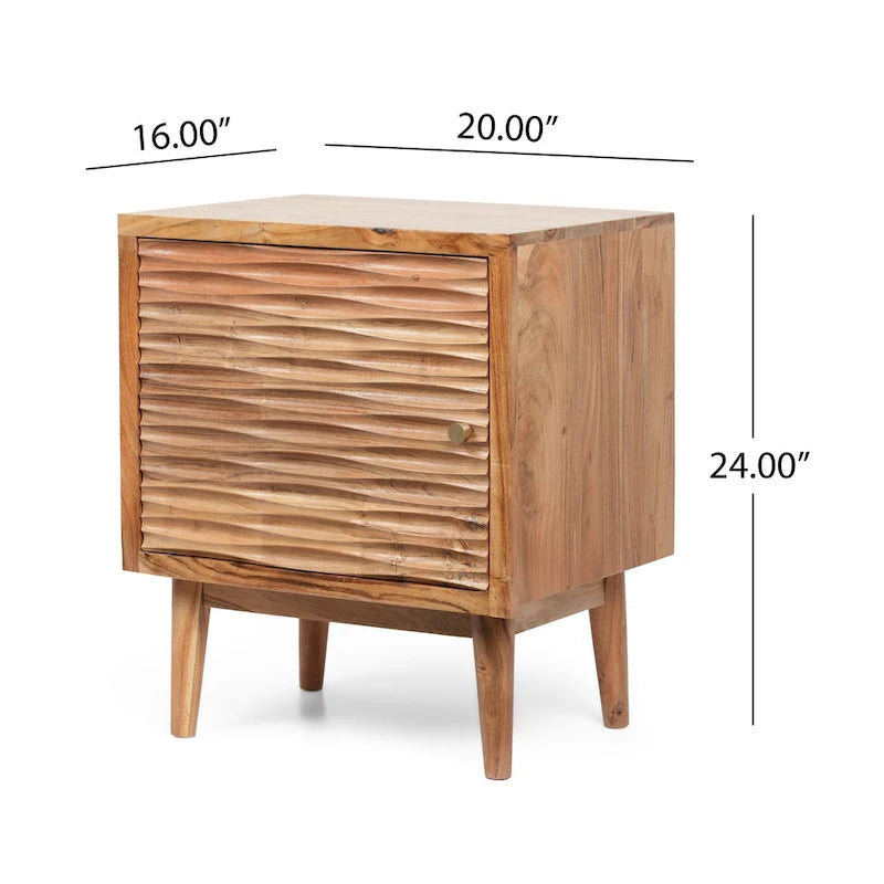 Table de chevet bohème en bois d'acacia Eakins, fabriquée à la main par Christopher Knight Home-8