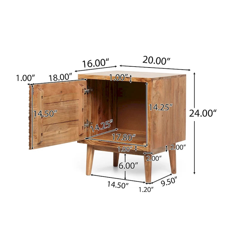 Table de chevet bohème en bois d'acacia Eakins, fabriquée à la main par Christopher Knight Home-9