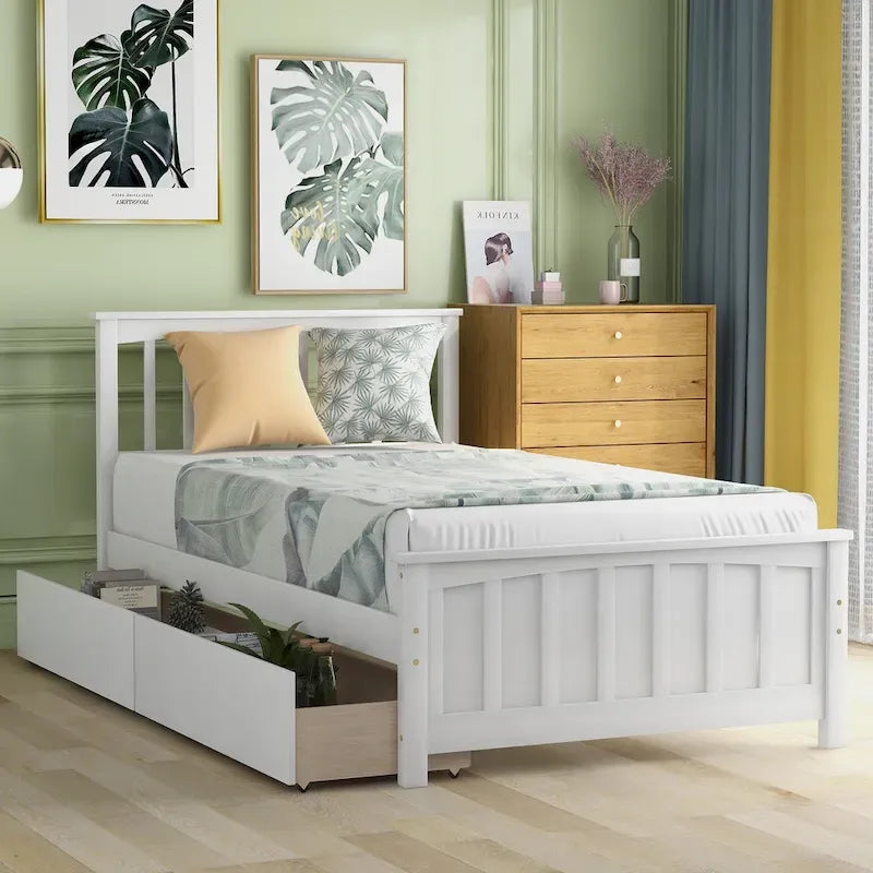 Lit plateforme simple avec deux tiroirs-10