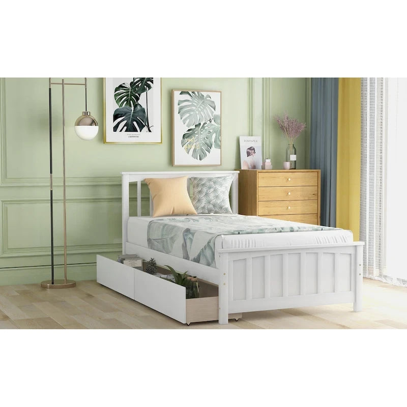 Lit plateforme simple avec deux tiroirs-12