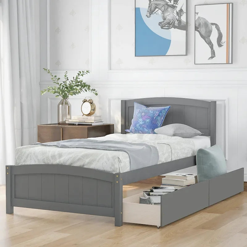 Lit plateforme simple avec deux tiroirs-19