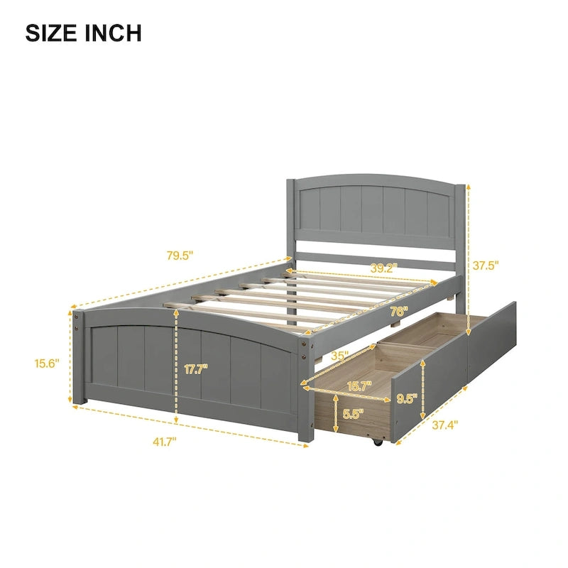 Lit plateforme simple avec deux tiroirs-23