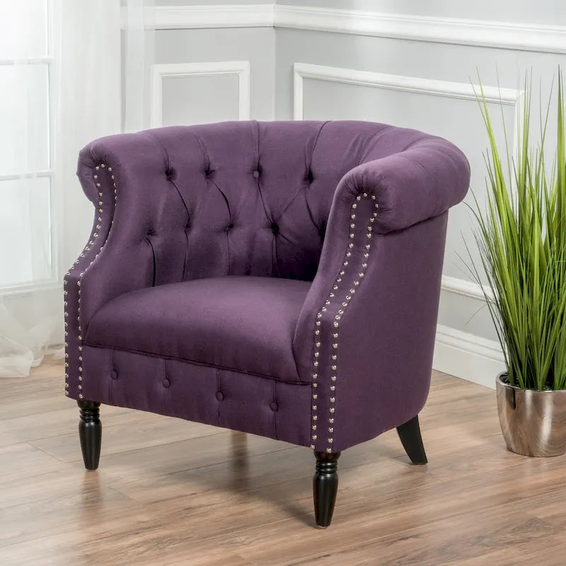 Fauteuil club Akira en tissu capitonné par Christopher Knight Home
