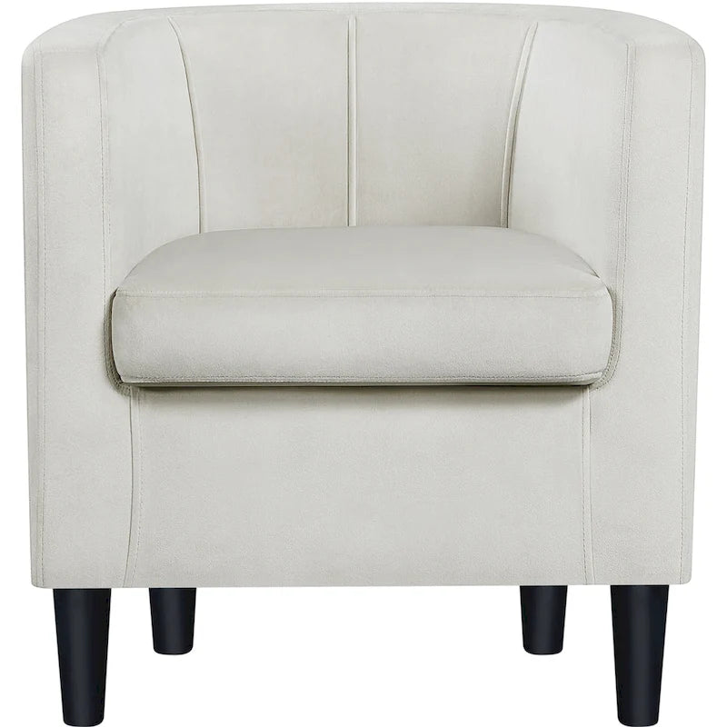 Yaheetech Modern Barrel-shaped Chair Upholstered Velvet Club Chair