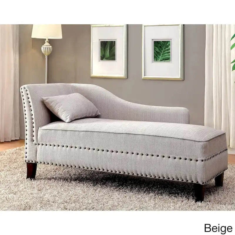 Chaise longue Sing Transitional en tissu avec garniture cloutée, par Furniture of America-13