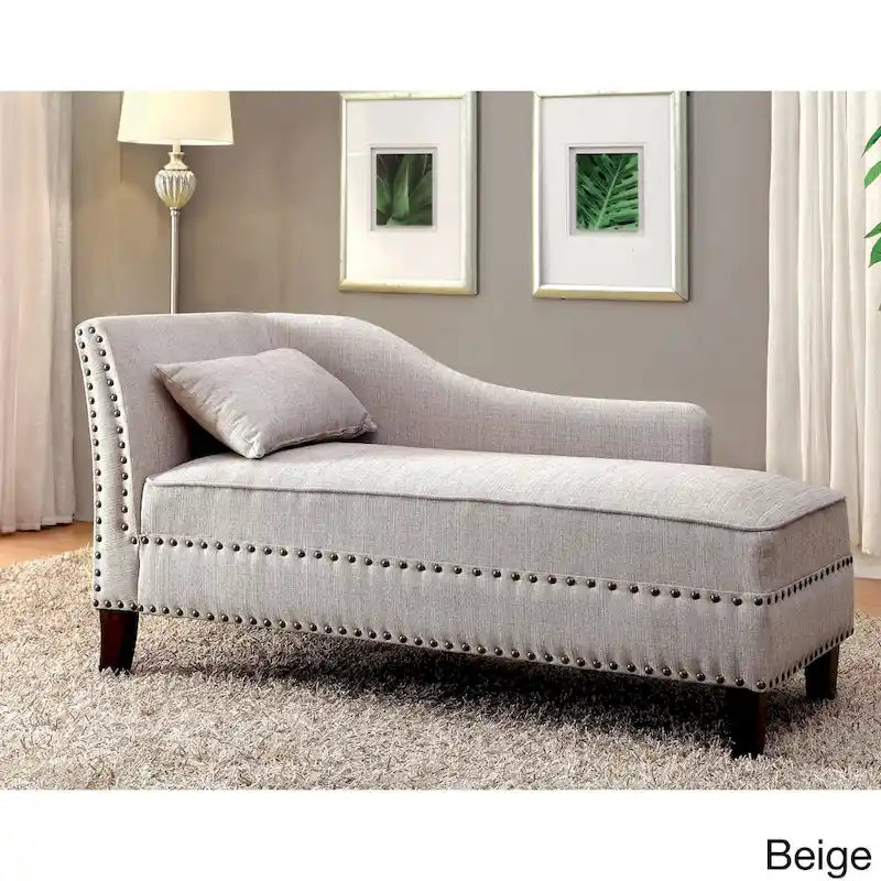 Chaise longue Sing Transitional en tissu avec garniture cloutée, par Furniture of America-3