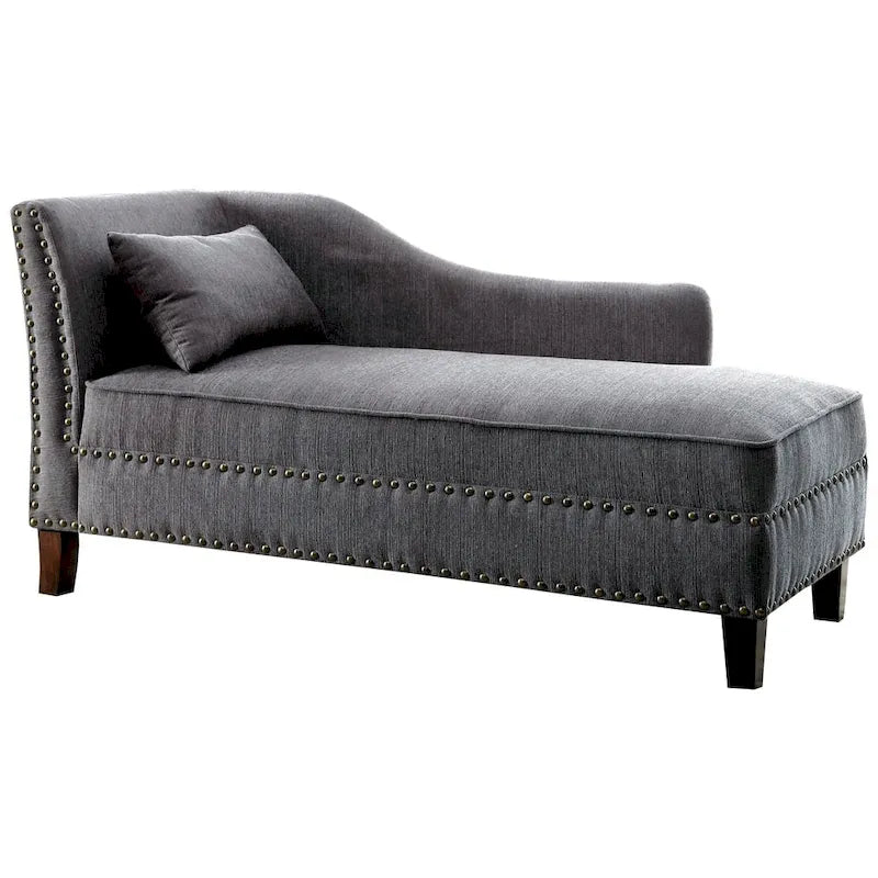 Chaise longue Sing Transitional en tissu avec garniture cloutée, par Furniture of America-5