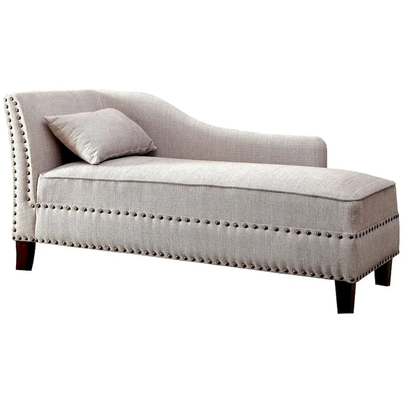 Chaise longue Sing Transitional en tissu avec garniture cloutée, par Furniture of America-6
