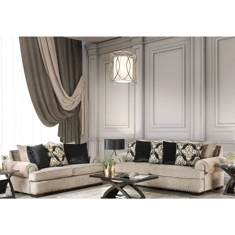 Ensemble de canapés 2 pièces Jula en lin traditionnel de Furniture of America-21