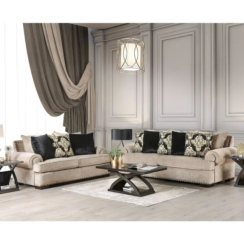 Ensemble de canapés 2 pièces Jula en lin traditionnel de Furniture of America-2