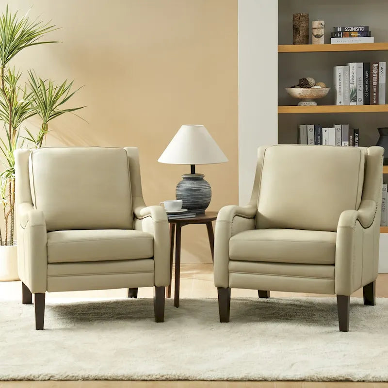 Ensemble de 2 fauteuils confortables Pascual pour salon avec pieds en bois massif-4