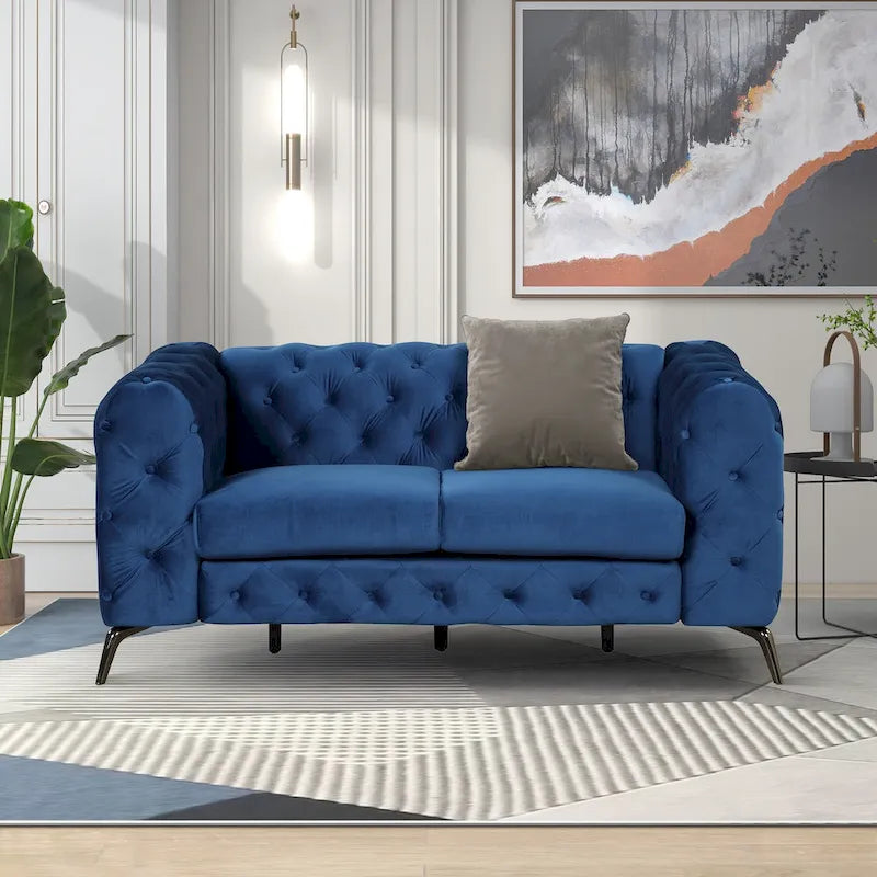 Ensembles de canapés 3 pièces en velours (canapé 3 places/causeuse et fauteuil individuel)-3