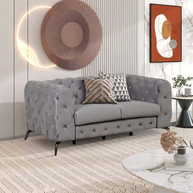 Ensembles de canapés 3 pièces en velours (canapé 3 places/causeuse et fauteuil individuel)-10